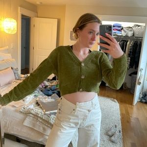 Green Cropped Sweater